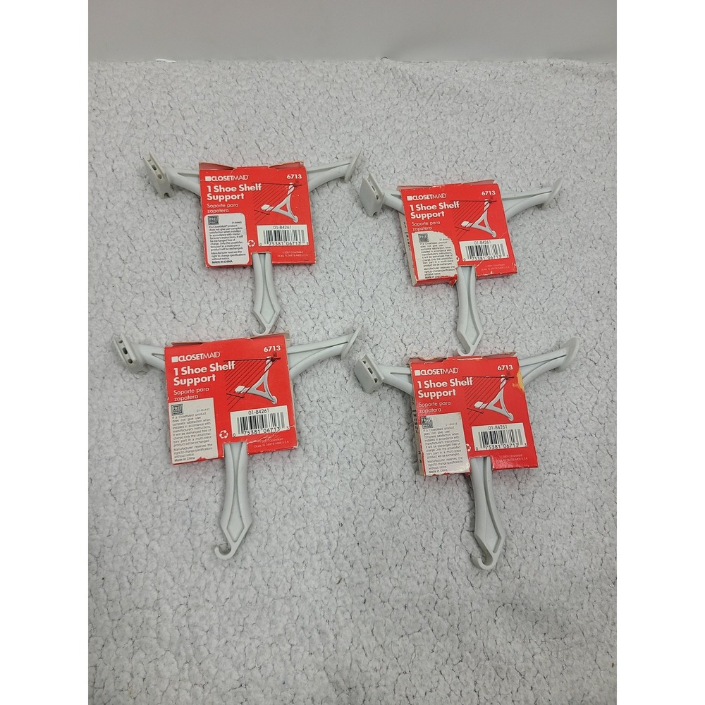 ClosetMaid 6713 Shoe Shelf Support Brackets White Wire Shelving Hardware 4 Pack - Picture 2 of 2